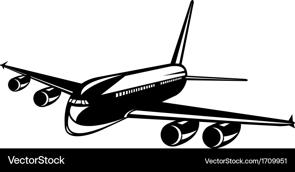 Retro Jet Airplane Silhouette Vector Image