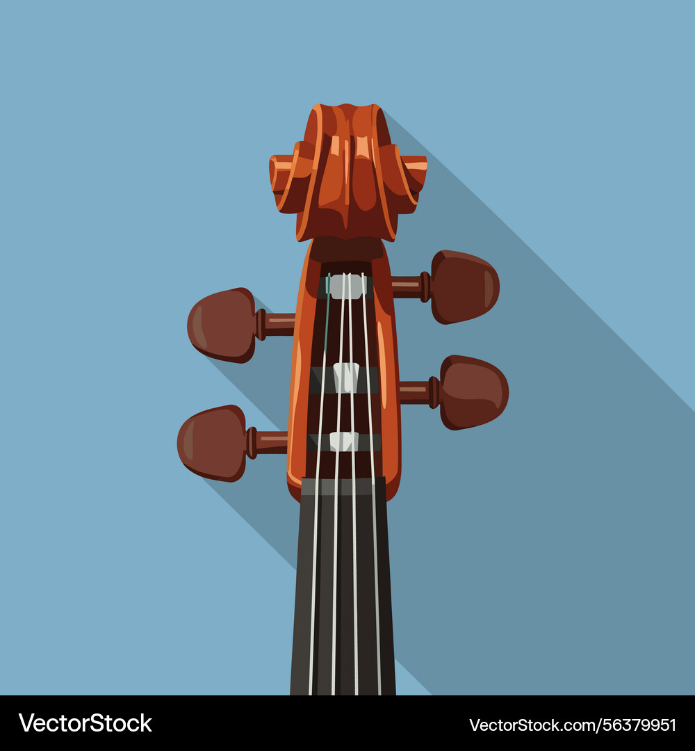 Violin scroll with tuning pegs in flat style Vector Image