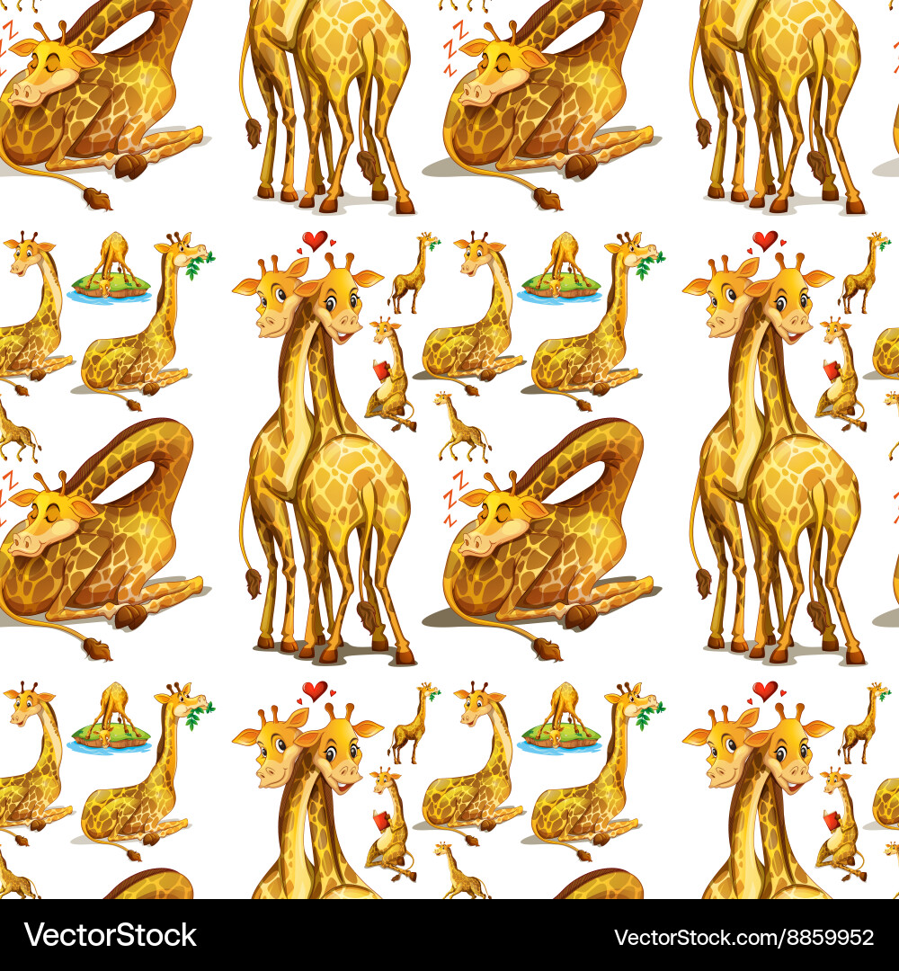 Giraffe Pattern - Diverse Actions vector image
