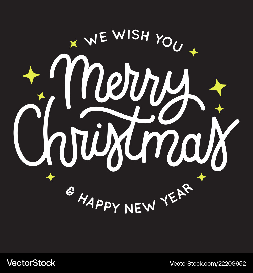 Merry christmas and happy new year lettering Merry christmas and happy new year lettering vector image