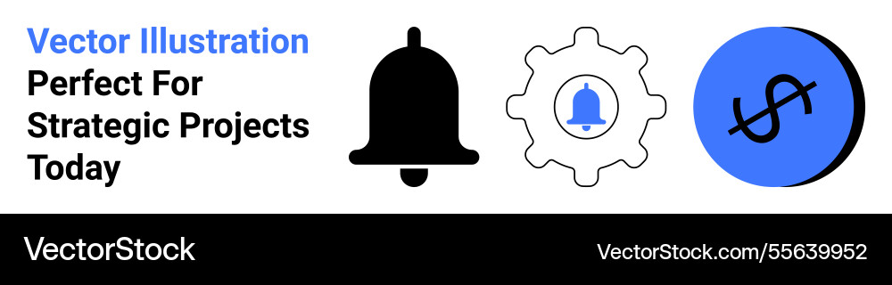 Notification bell gear and dollar sign Notification bell gear and dollar sign vector image