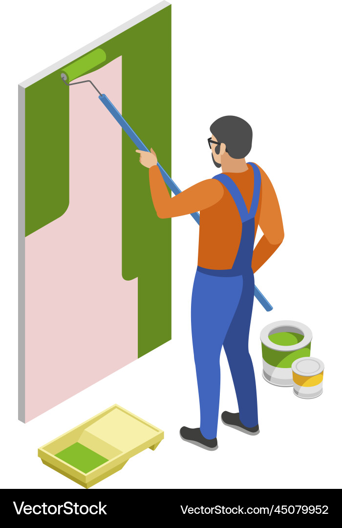 Painting wall repairman composition vector image