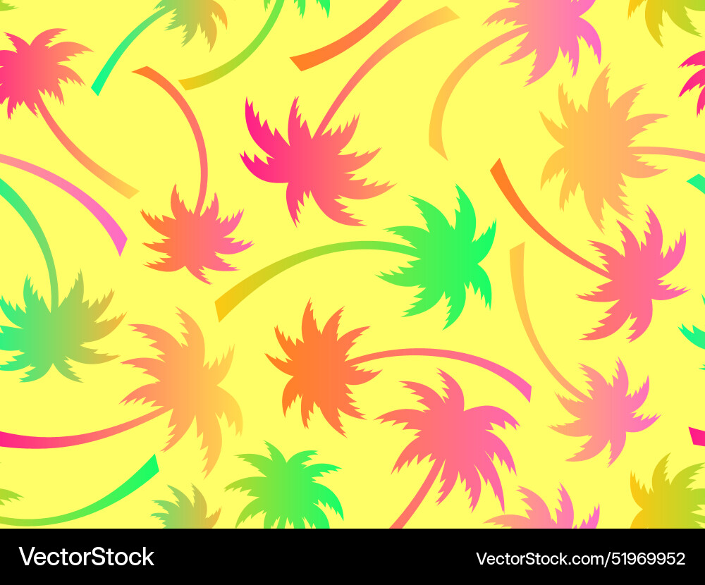 Palm trees seamless pattern colorful gradient Vector Image