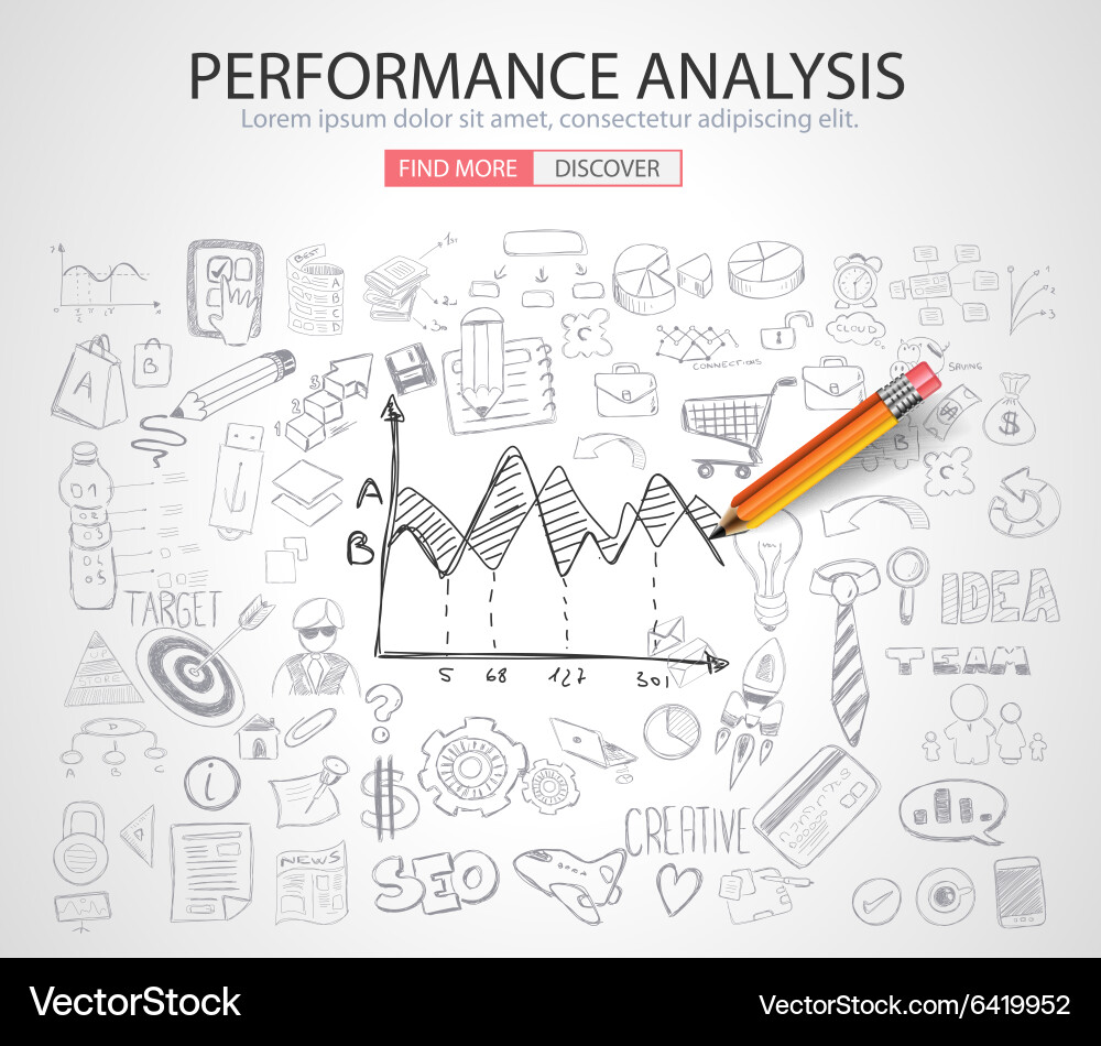Performance analysis concet with doodle design Vector Image