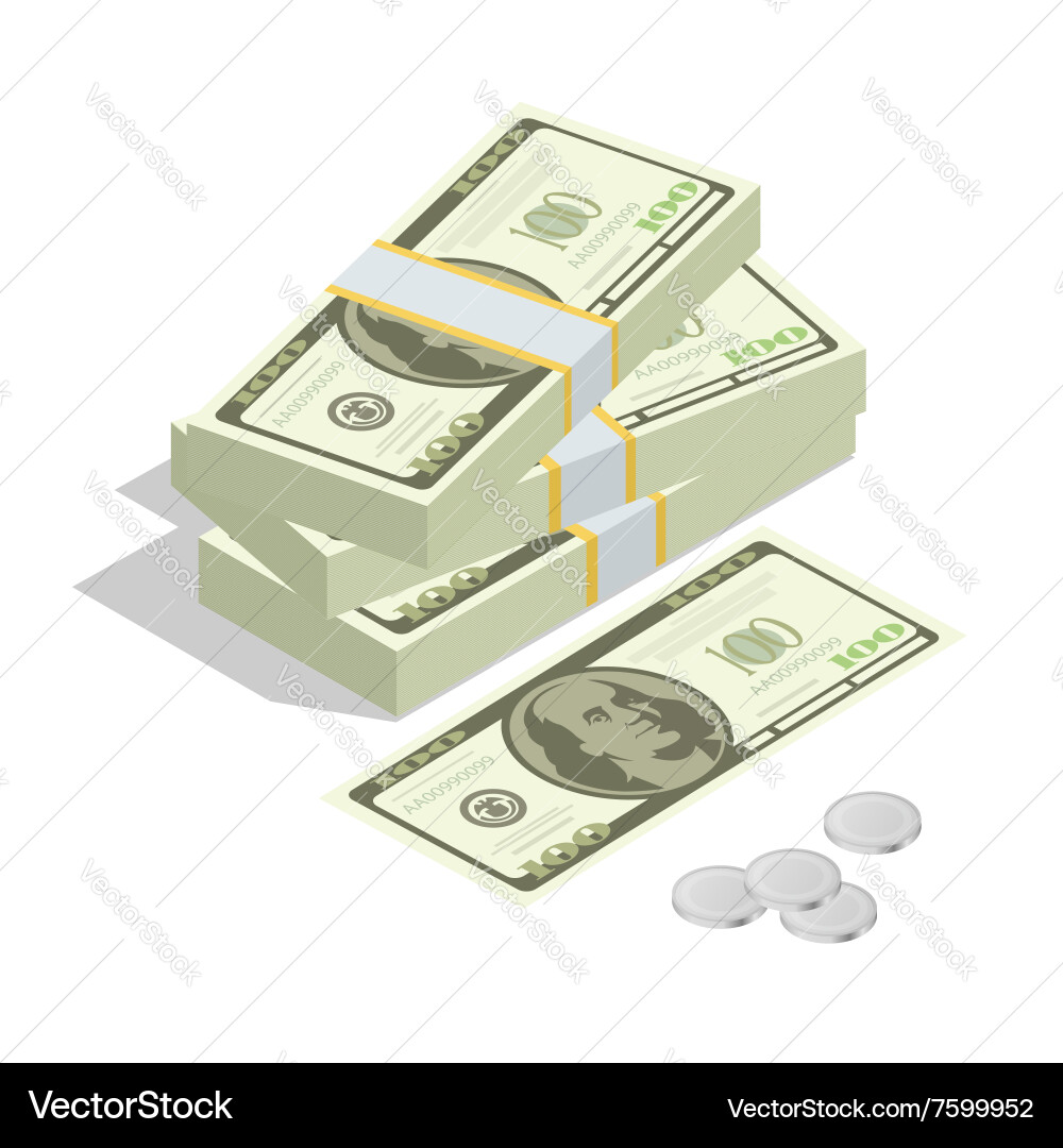 Stacked Cash Pile - US Dollars Vector Image