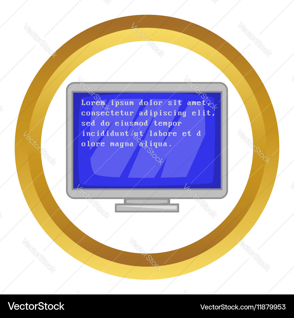 Blue computer screen with text icon vector image