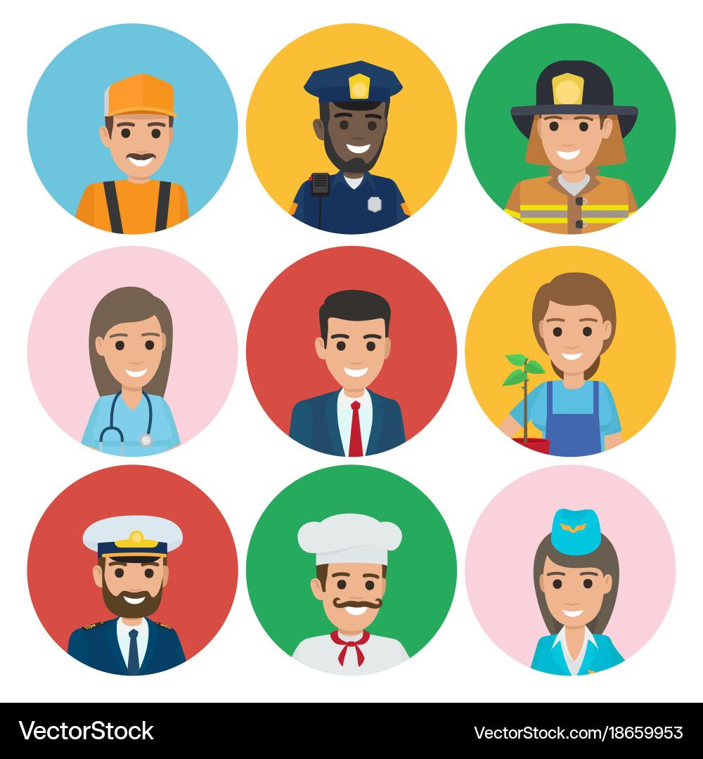 Diverse Professions Icon Set Vector Image