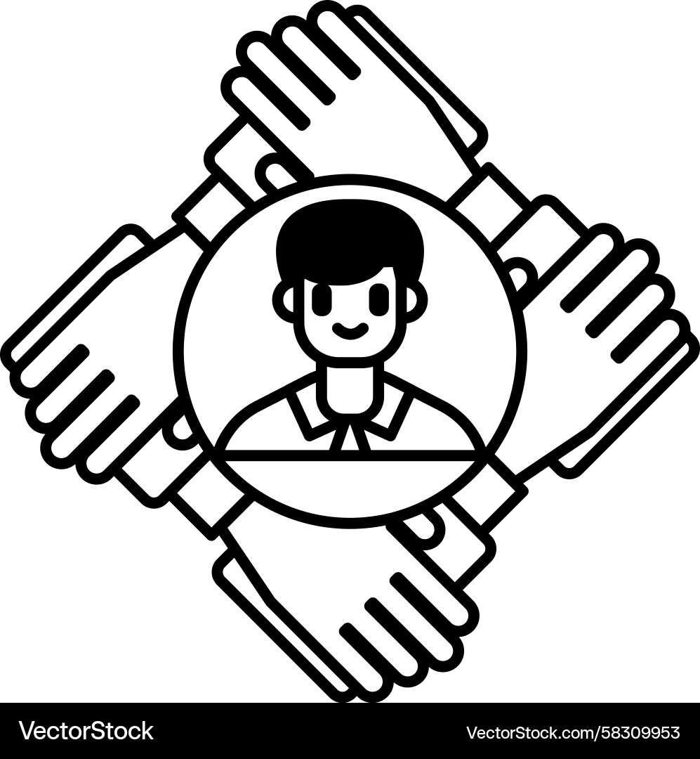 Hands Surrounding a Person - Unity & Support Vector Image