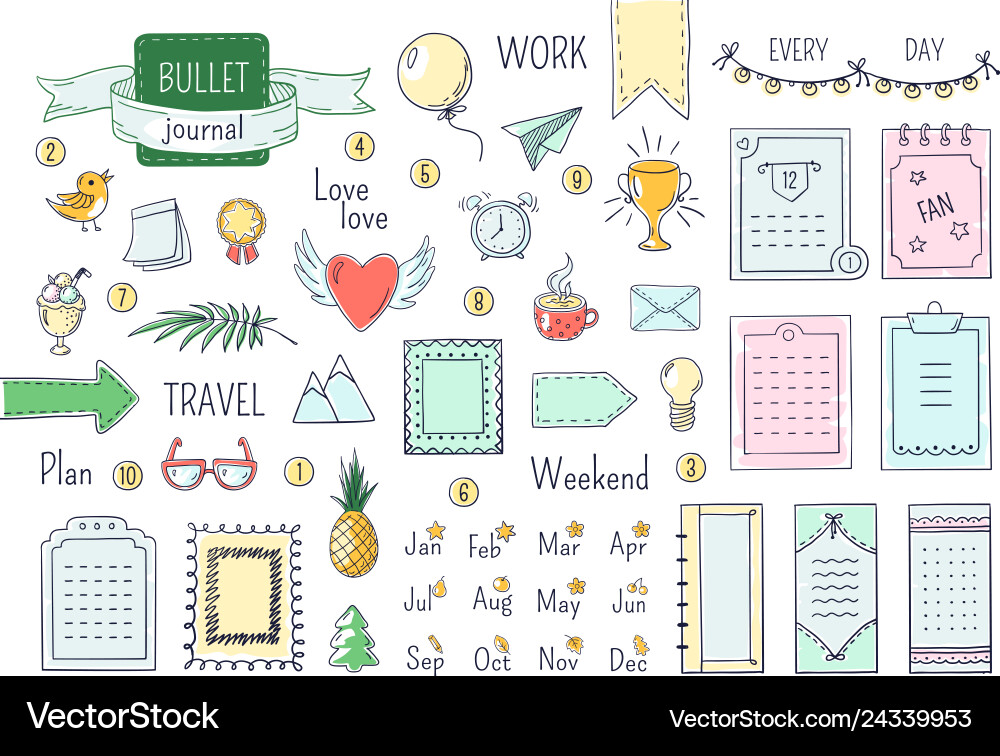 Journal Hand gezeichnete Elemente Doodle Kugeln Farbe Journal Hand gezeichnete Elemente Doodle Kugeln Farbe vektorbild