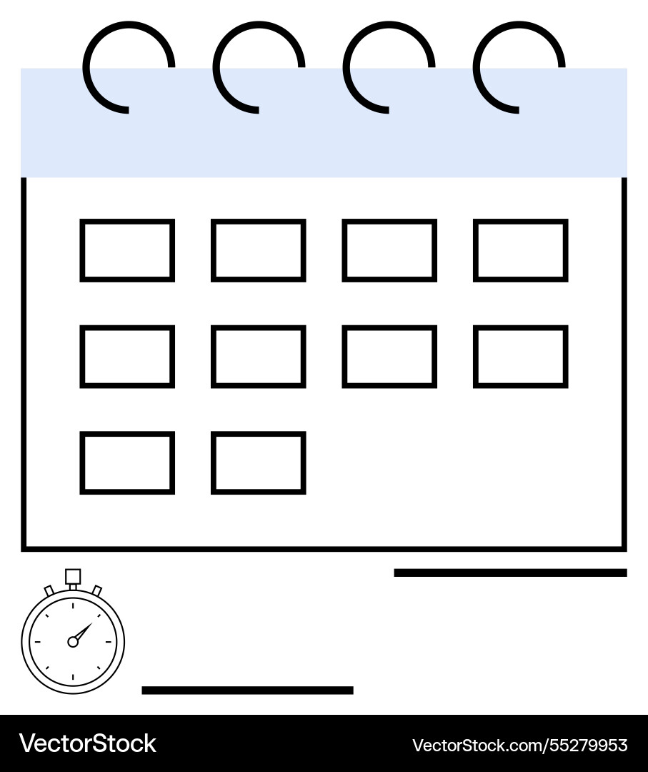 Minimalist calendar with timer for scheduling Vector Image