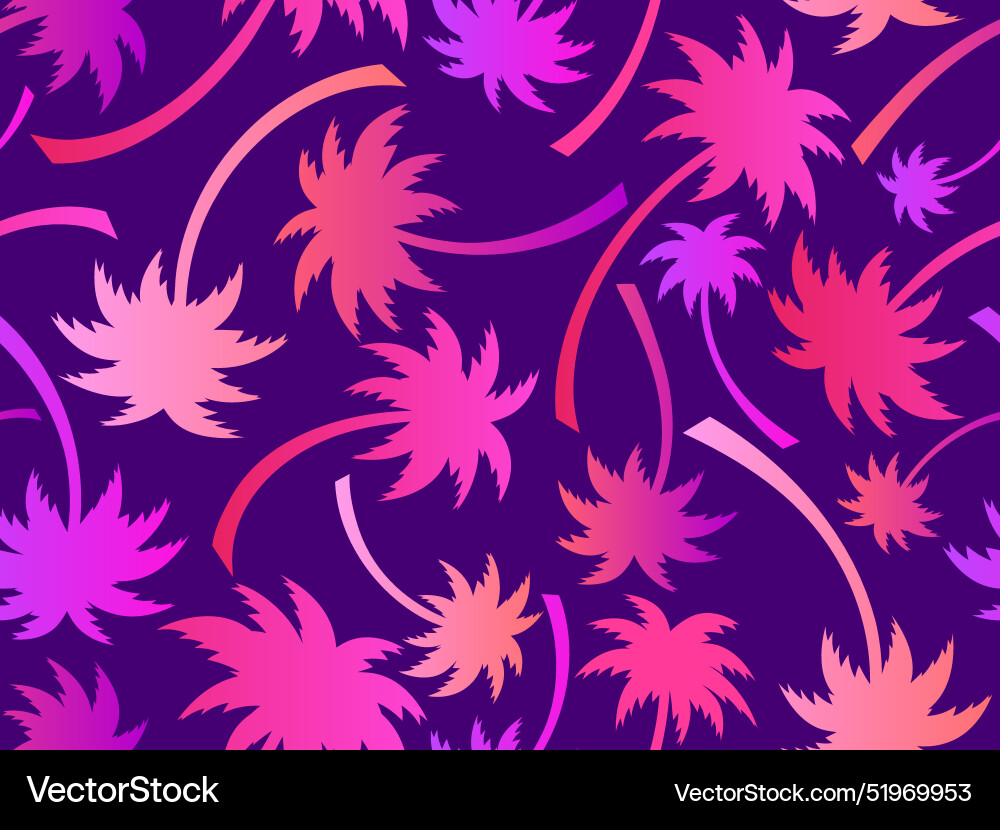 Palm trees seamless pattern colorful gradient Palm trees seamless pattern colorful gradient vector image