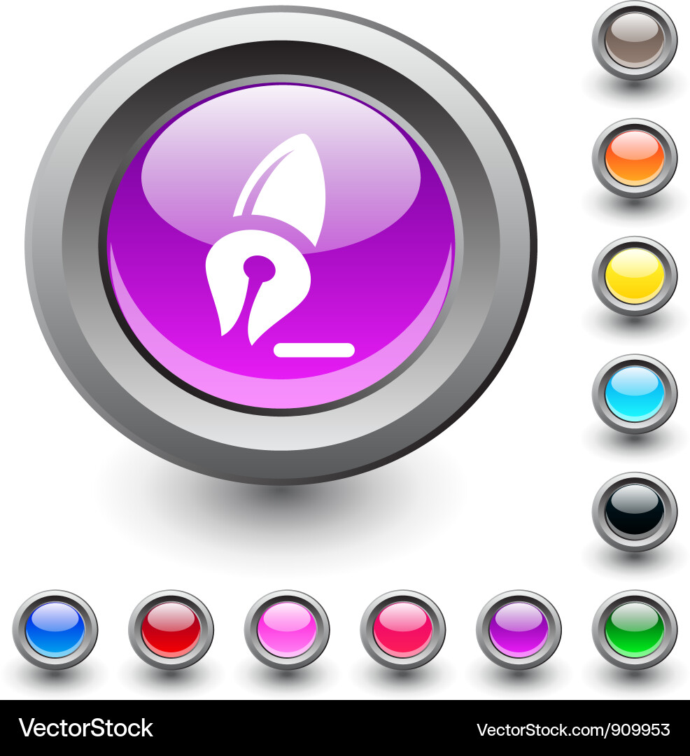 Pen round button Vector Image