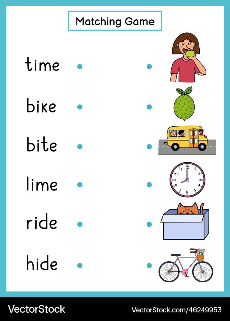 Phonics matching game with i-e spelling rule Phonics matching game with i-e spelling rule vector image