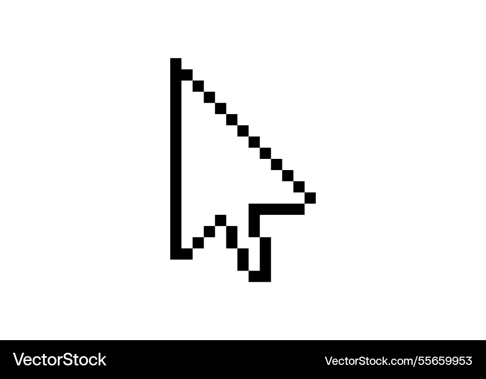 Pixelated computer mouse cursor icon on white vector image