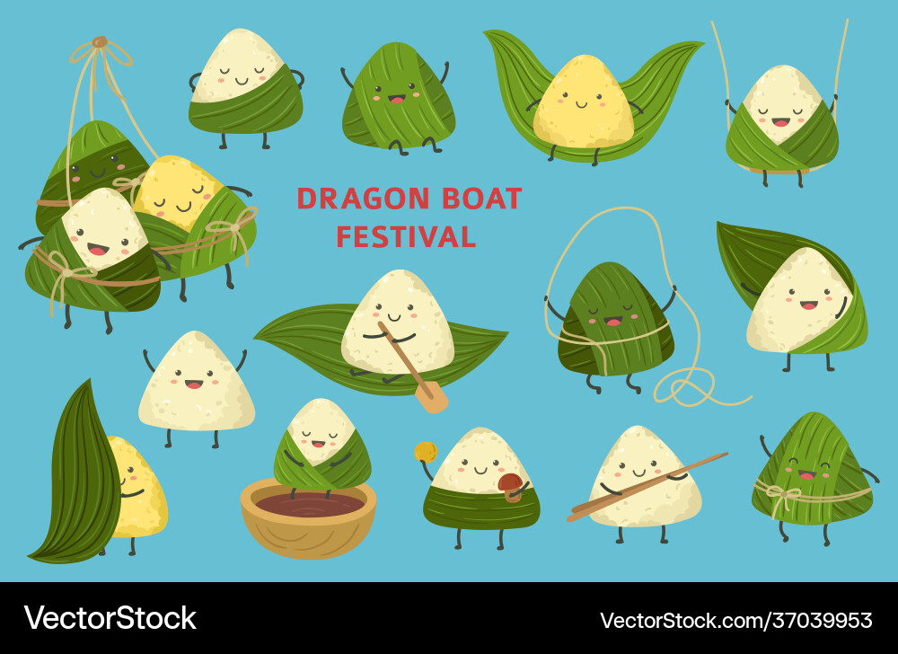 Rice dumpling characters dragon boat festival Rice dumpling characters dragon boat festival vector image