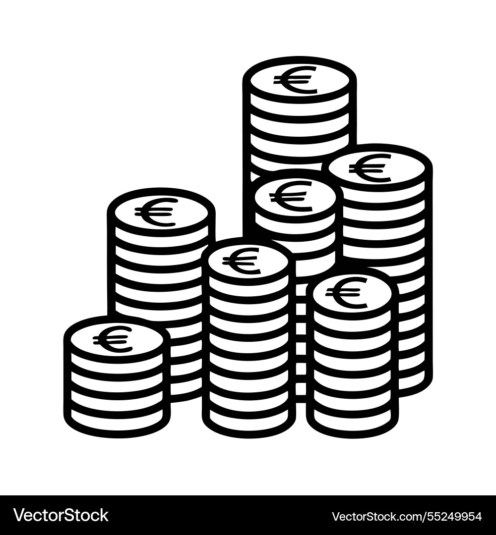 Euro coin stacks financial growth Royalty Free Vector Image