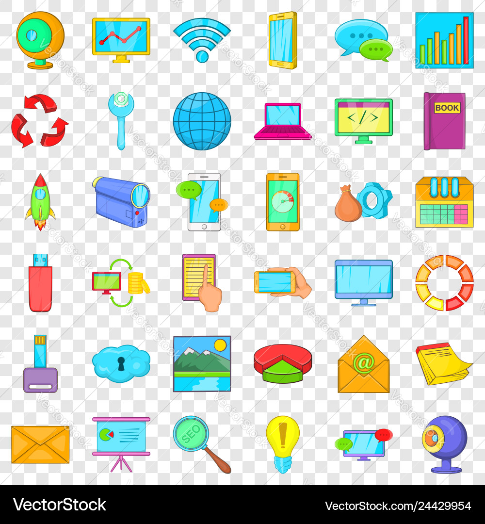 File database icons set cartoon style File database icons set cartoon style vector image