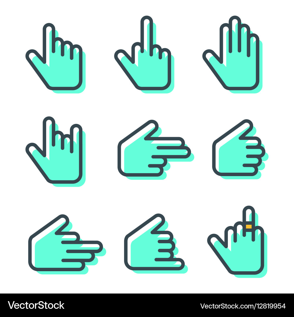Hand cursor icons pack isolated Vector Image
