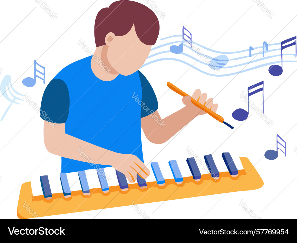 Man playing keyboard happily music creation Vector Image