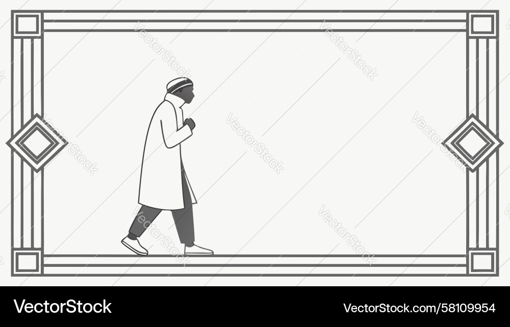 Man with Empty Frame - Line Art Scene Vector Image