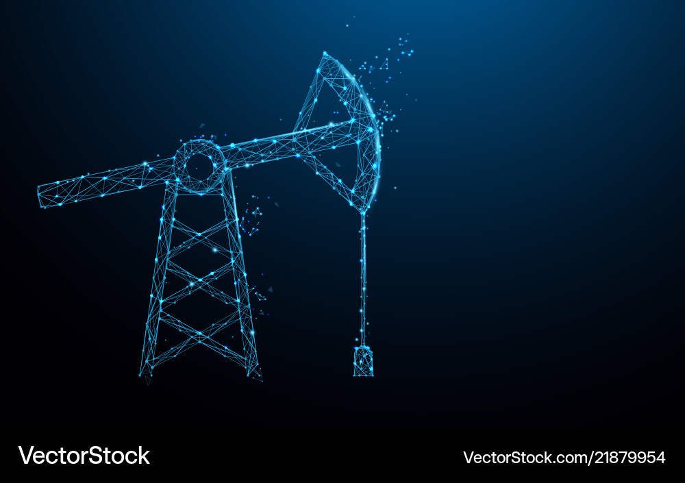 Oil pump form lines triangles and particle style vector image
