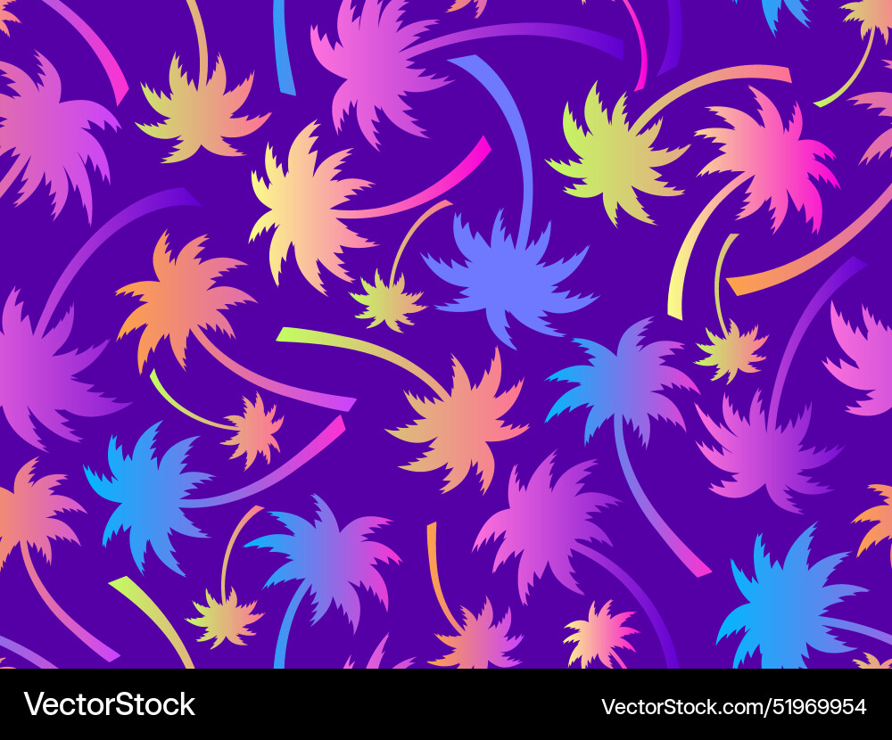 Palm trees seamless pattern colorful gradient Palm trees seamless pattern colorful gradient vector image