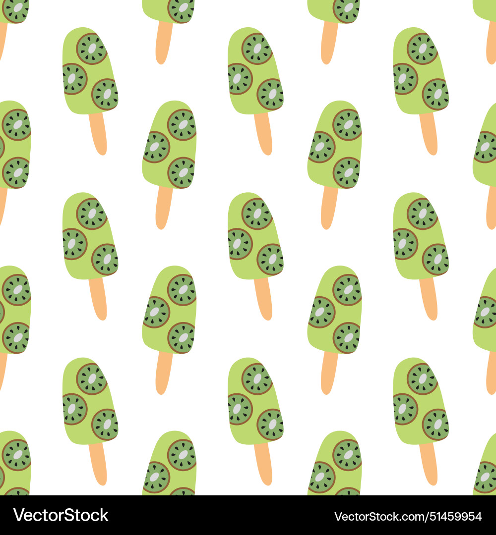 Seamless pattern ice cream with kiwi on stick Vector Image
