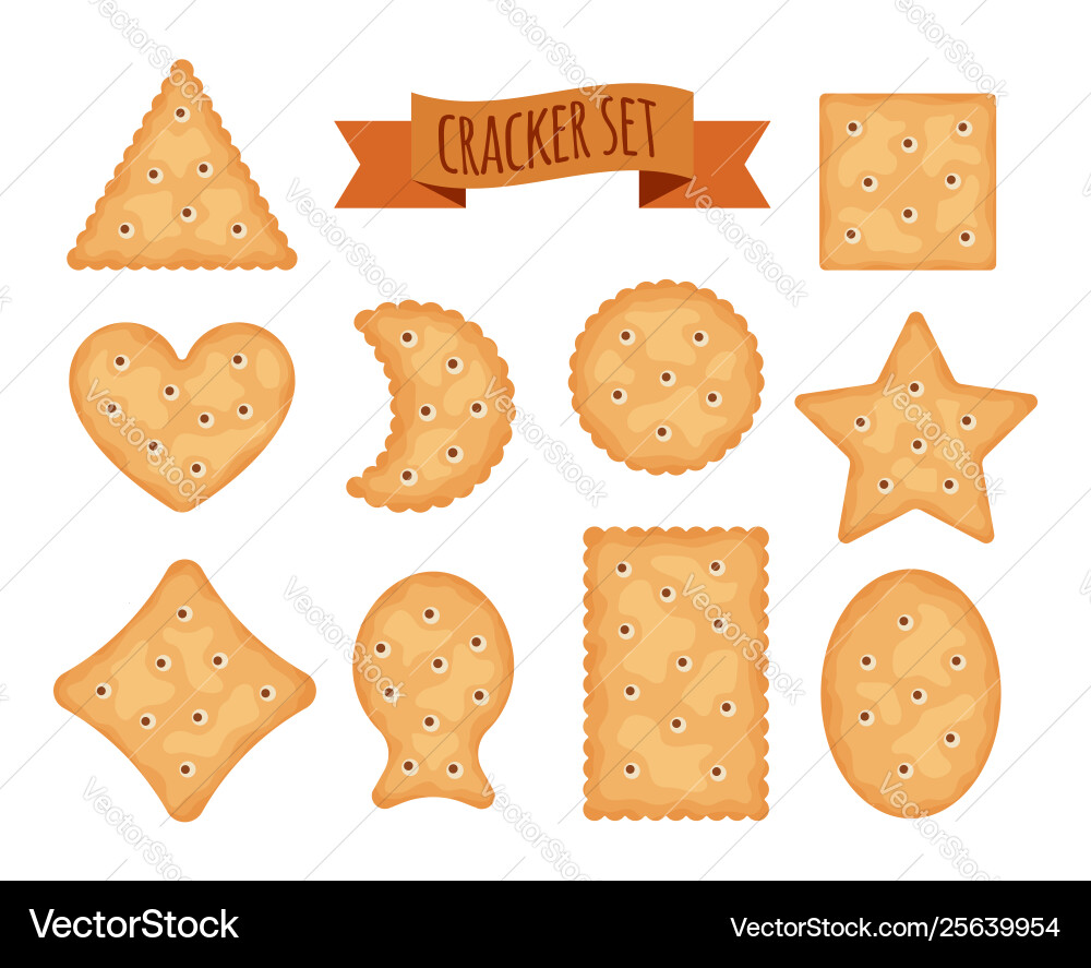 Set cracker chips different shapes isolated Set cracker chips different shapes isolated vector image
