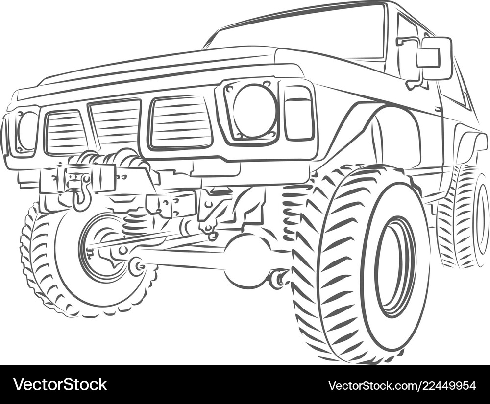 Terrain Vehicle Sketch – Royalty-Free Vector | VectorStock, image size:1000x825