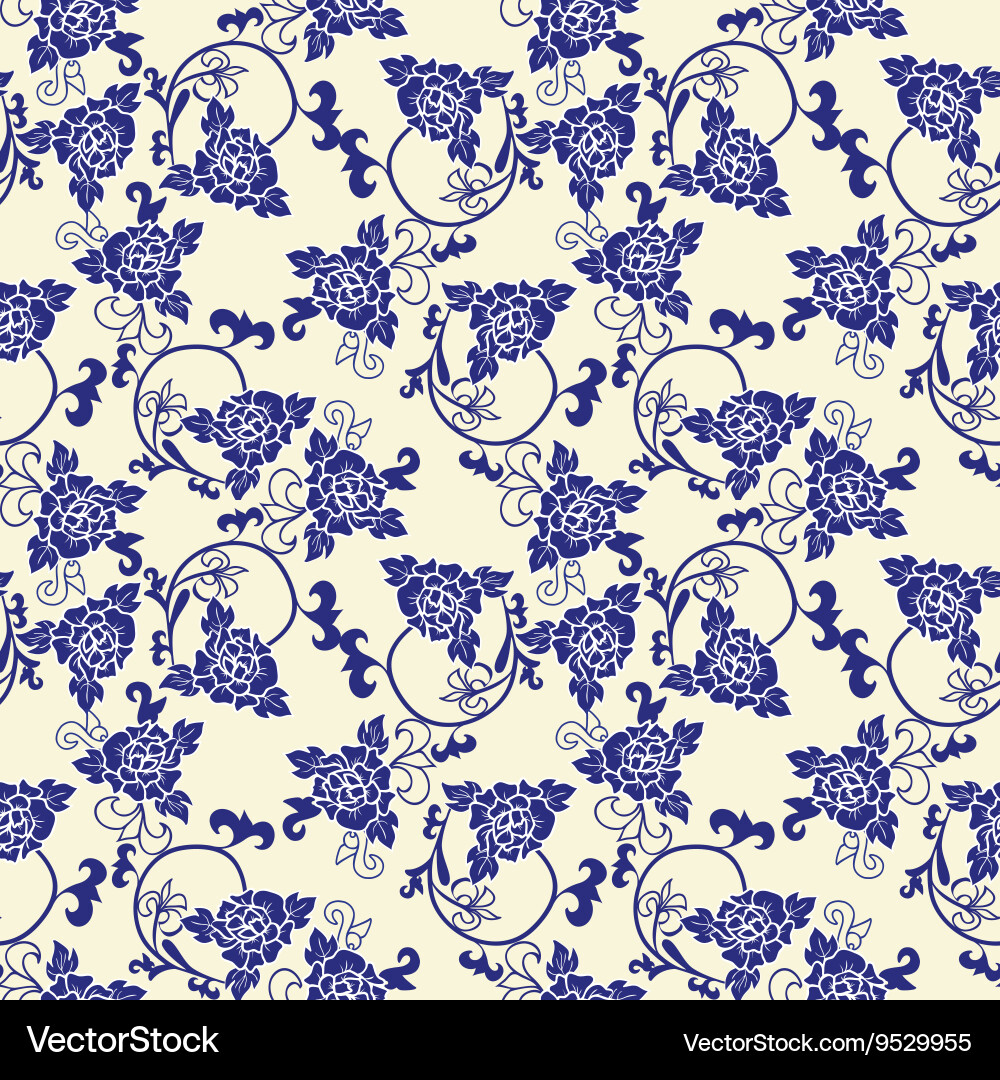 Chinese porcelain background with floral pattern Vector Image