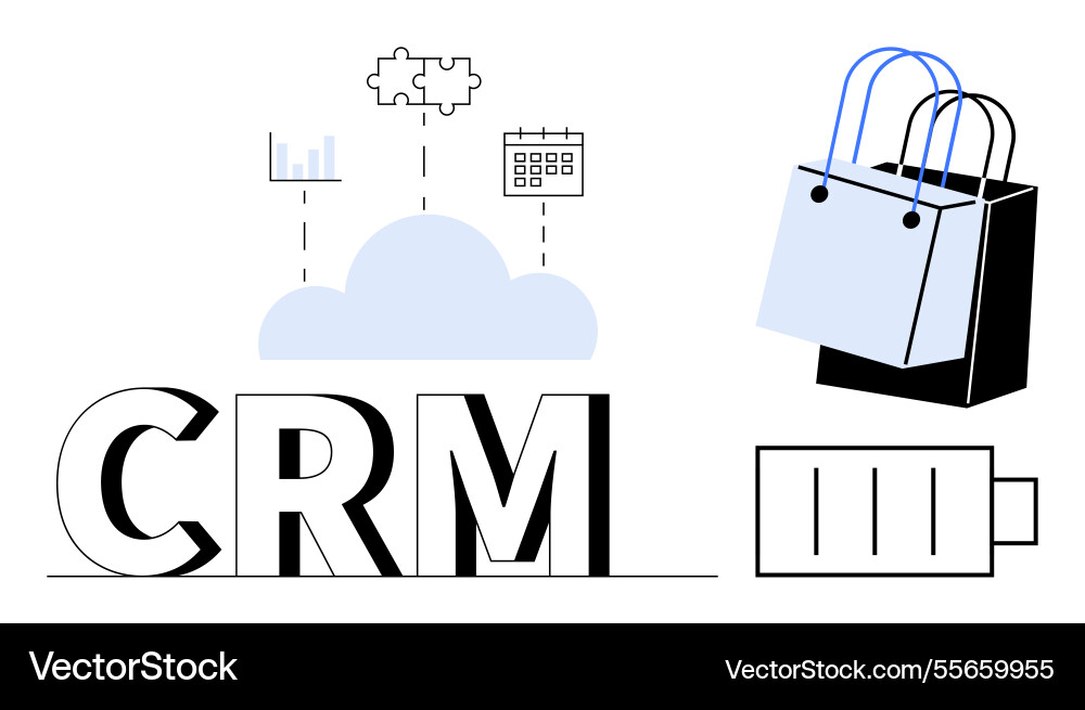 Crm integration with analytics puzzle pieces vector image