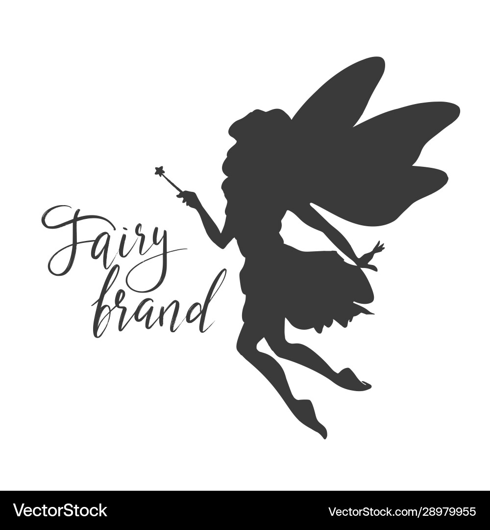 Cute flying fairy with magic wand brand Cute flying fairy with magic wand brand vector image