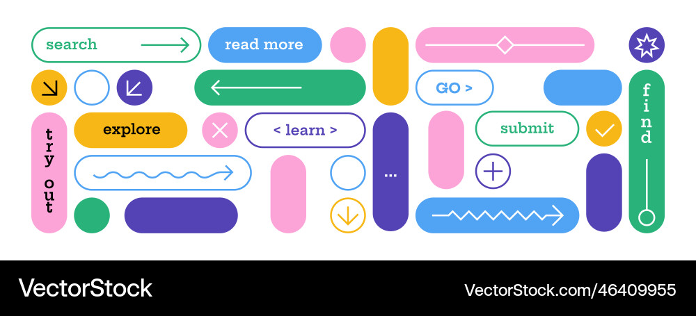 Modern Web Buttons - Read More, Explore, Submit vector image