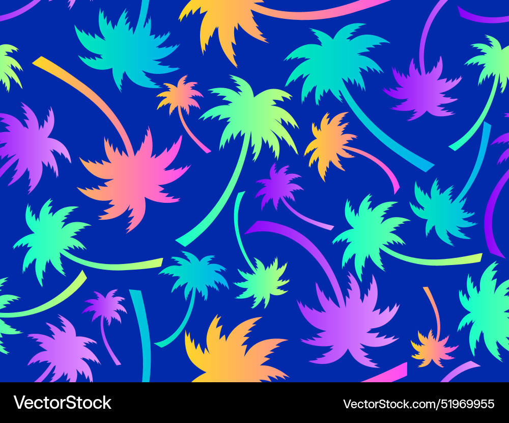 Palm trees seamless pattern colorful gradient Palm trees seamless pattern colorful gradient Vector Image