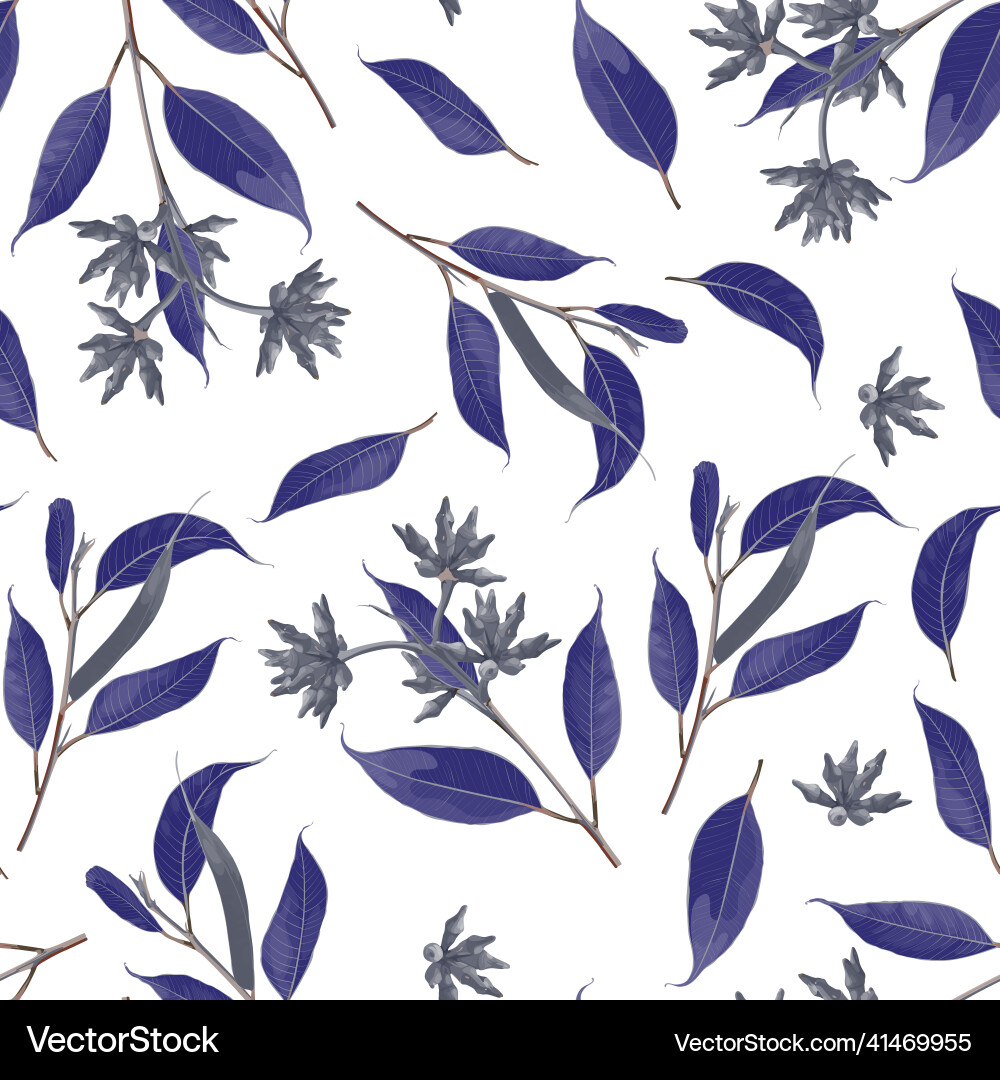 Seamless pattern with eucalyptus in bloom Seamless pattern with eucalyptus in bloom vector image