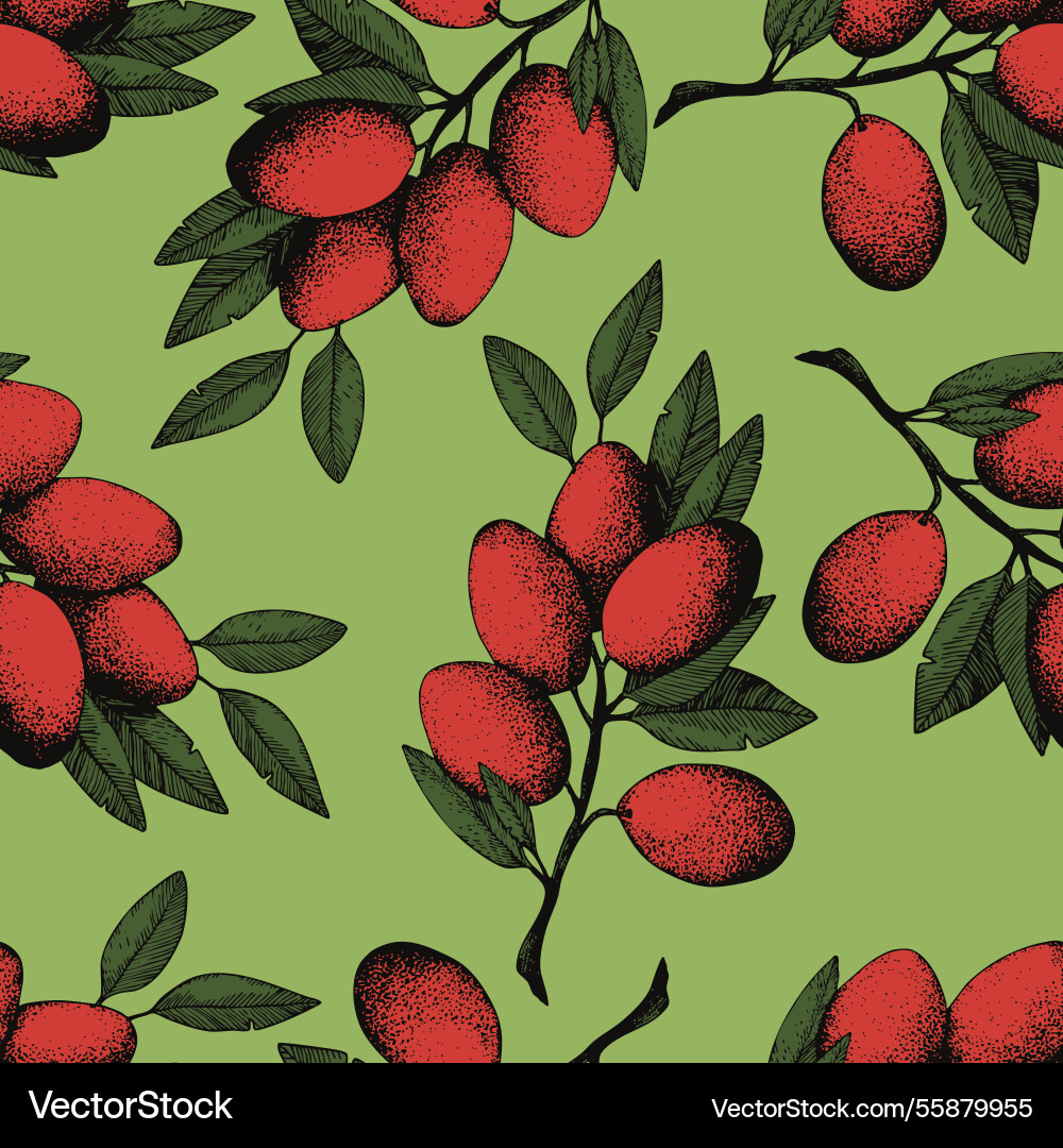 Seamless pattern with strawberry on color Vector Image