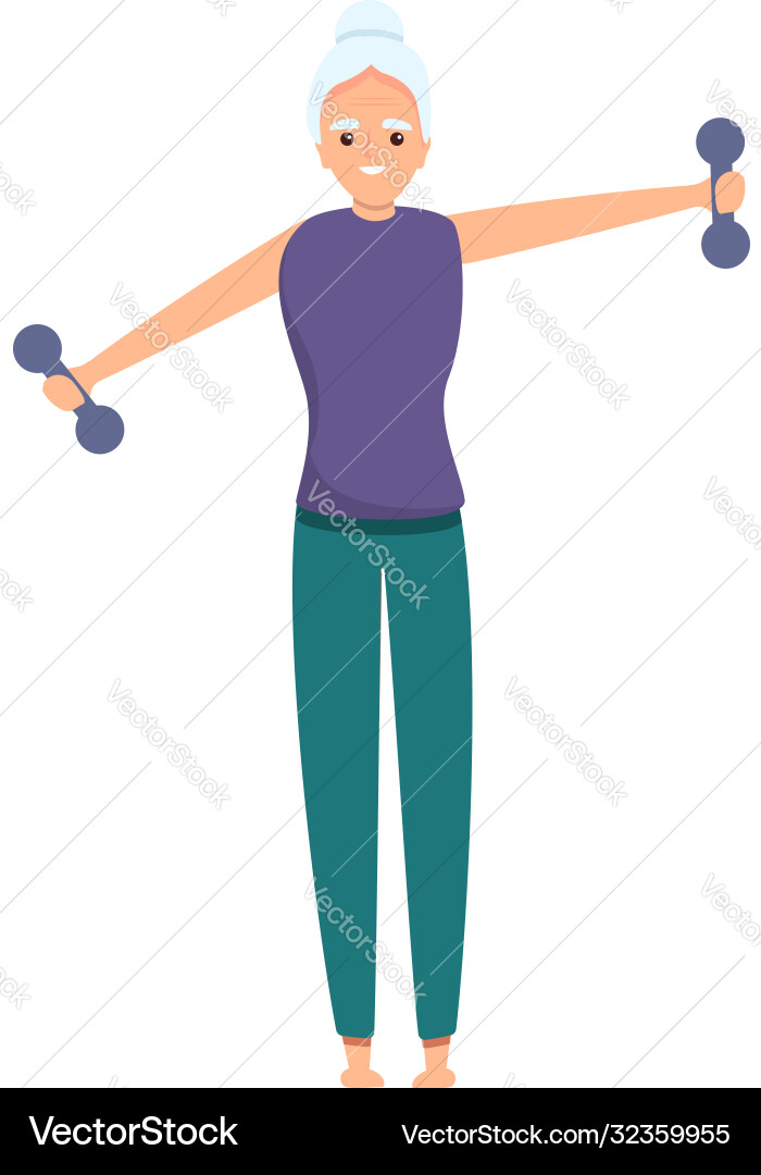 Senior Frau mit Hanteln Ikone Cartoon Stil Senior Frau mit Hanteln Ikone Cartoon Stil vektorbild