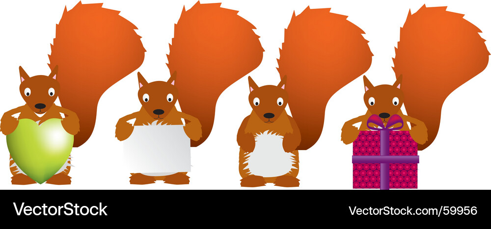 Cute Squirrels with Heart Gifts Vector Image