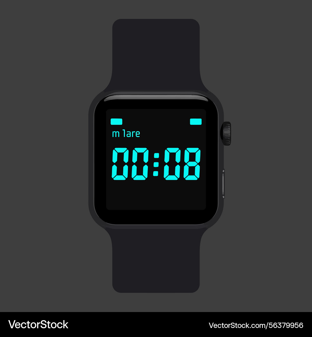Digital smart watch with blue timer display Digital smart watch with blue timer display vector image