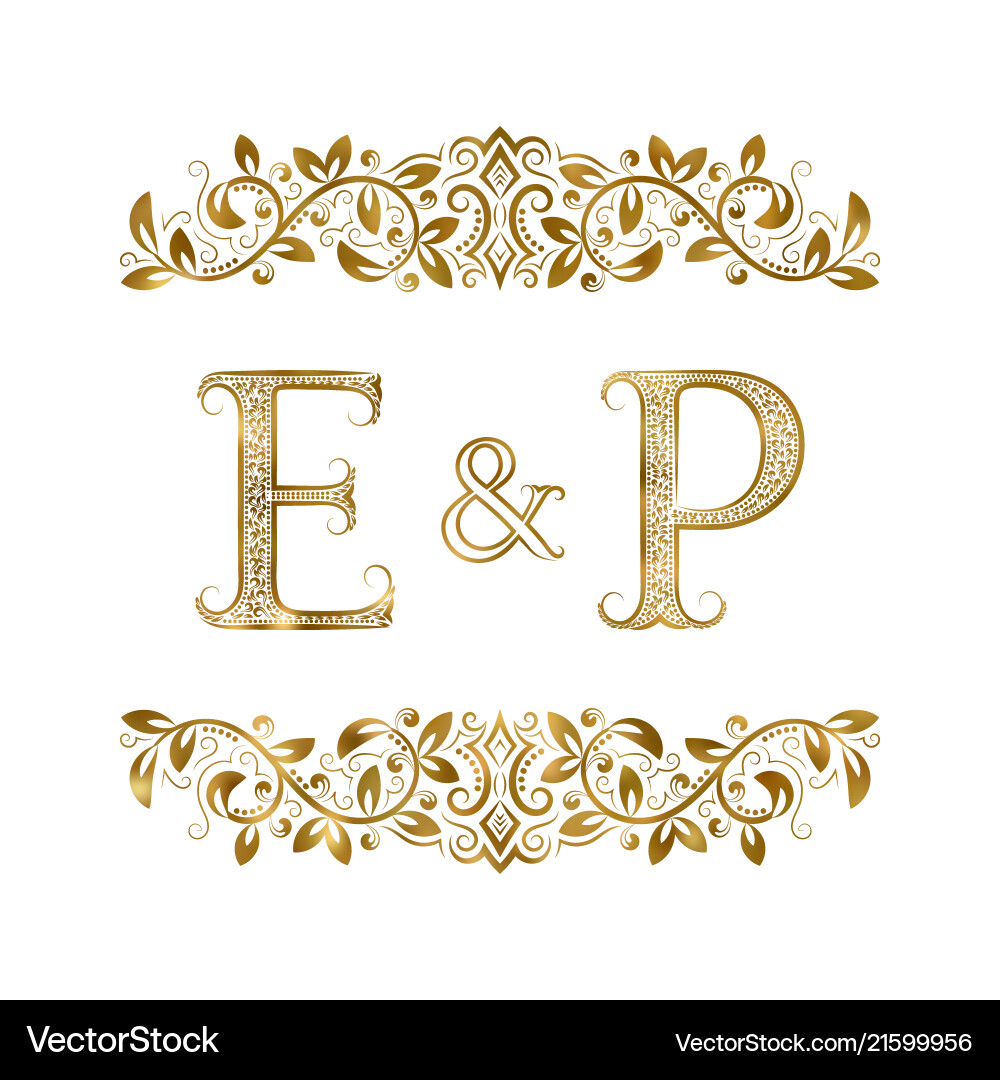 E and p vintage initials logo symbol E and p vintage initials logo symbol vector image