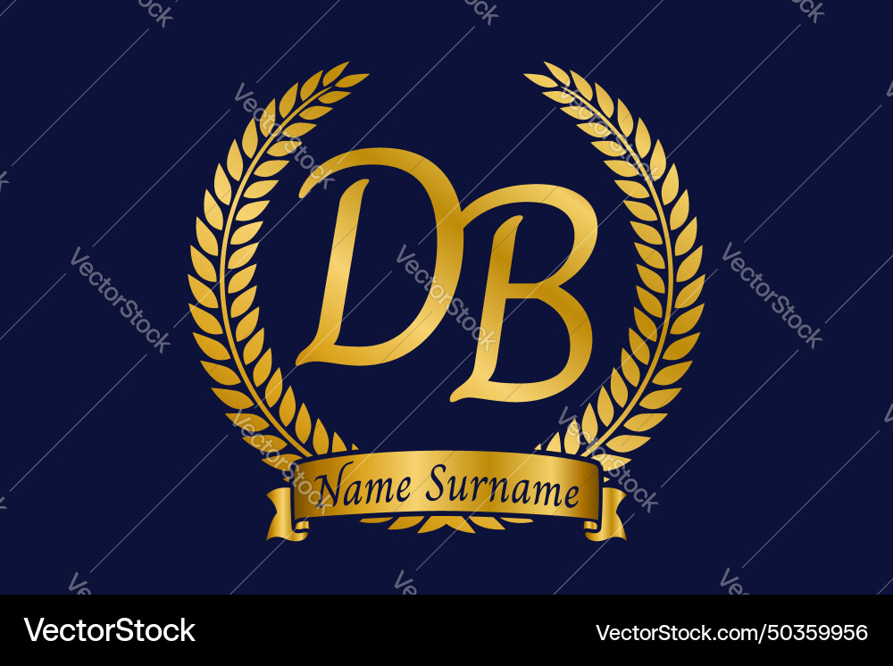 Initial letter d and b db monogram logo design Vector Image