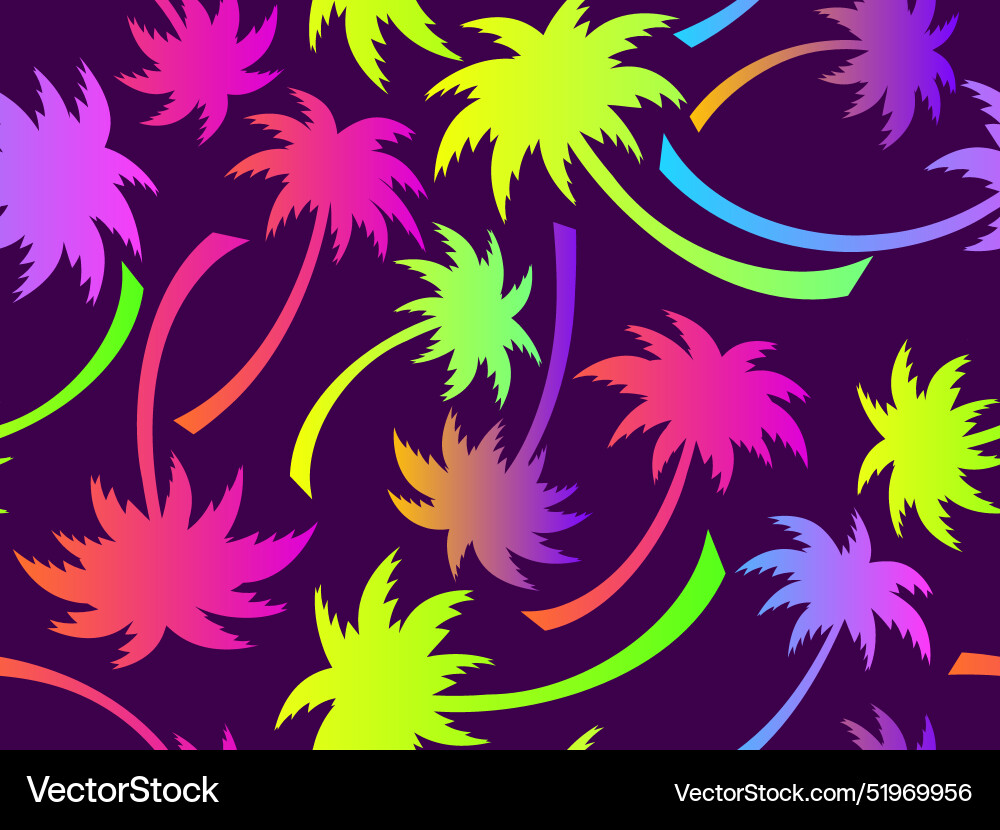 Palm trees seamless pattern colorful gradient Palm trees seamless pattern colorful gradient vector image
