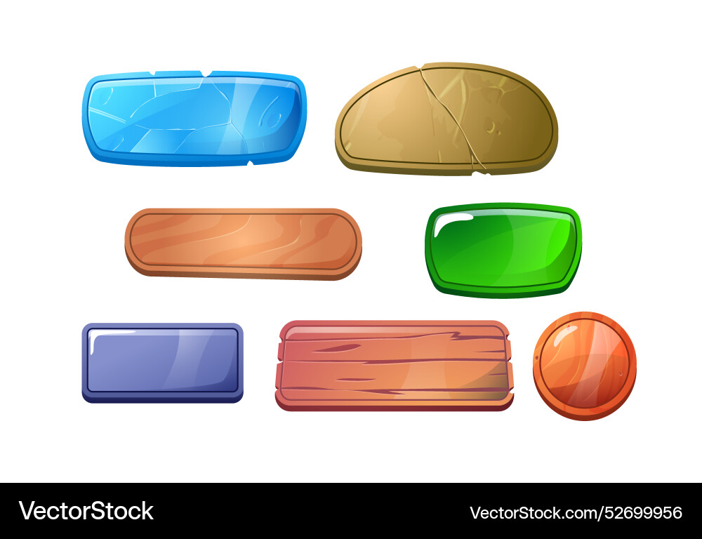 Set of bright colorful buttons for game design Set of bright colorful buttons for game design vector image