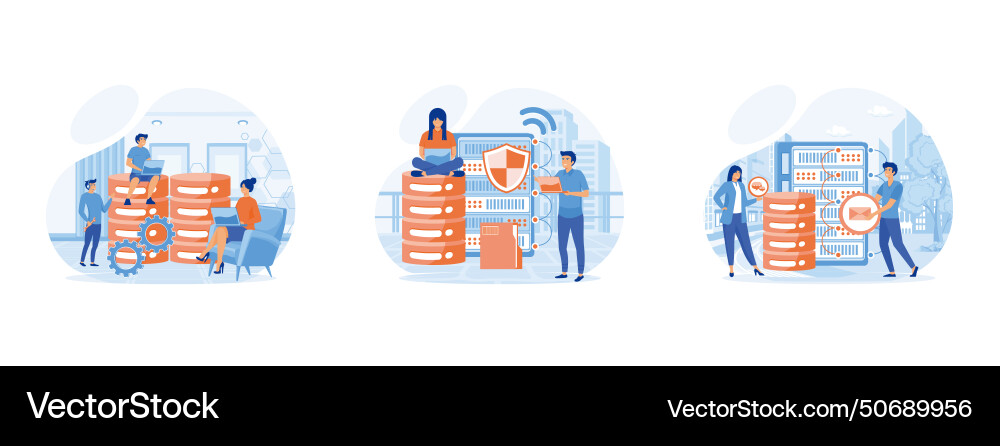System administrators technical work with server System administrators technical work with server vector image