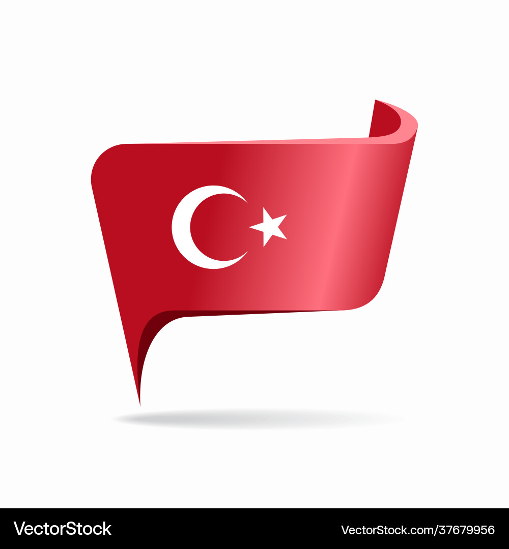 Turkish Flag Pointer Map Layout Vector Image
