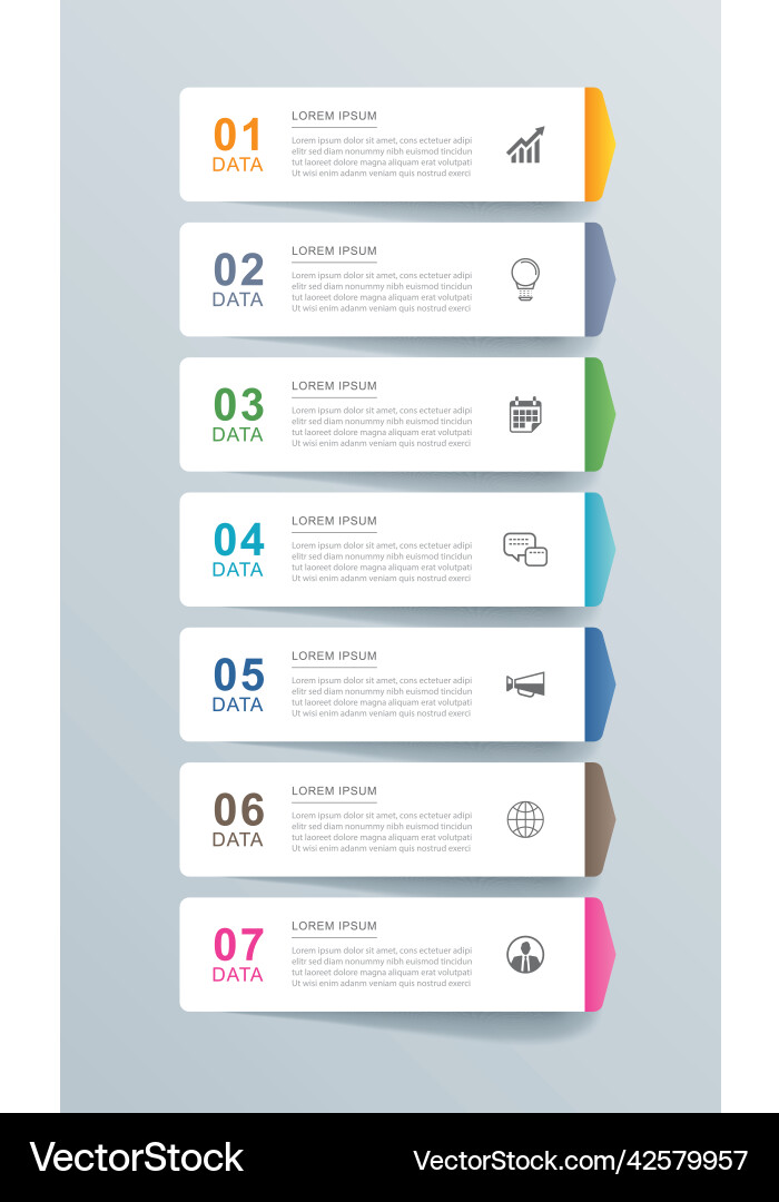 7 data infographics tab paper index template 7 data infographics tab paper index template vector image
