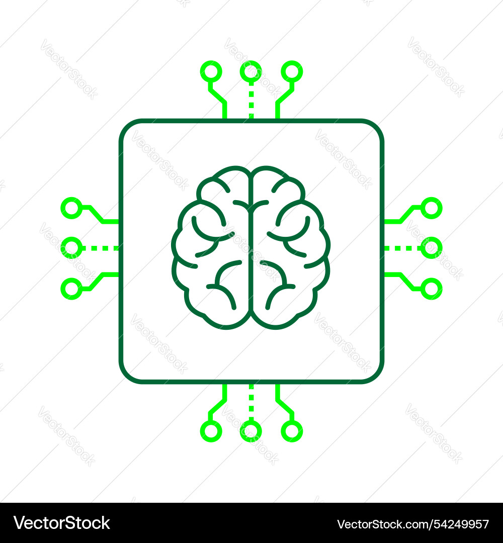 Ai cognitive brain and neural network icon design vector image