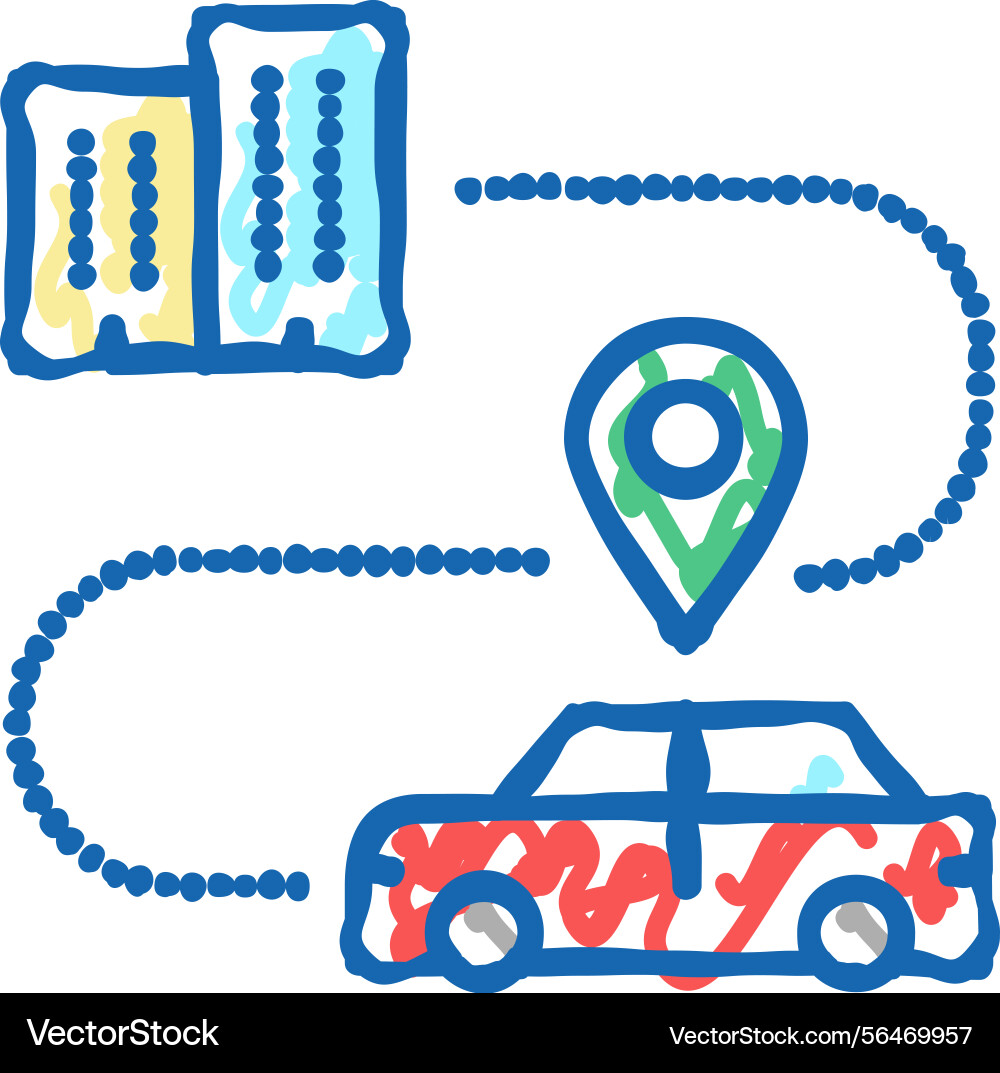 Car direction tracking at home icon doodle Vector Image