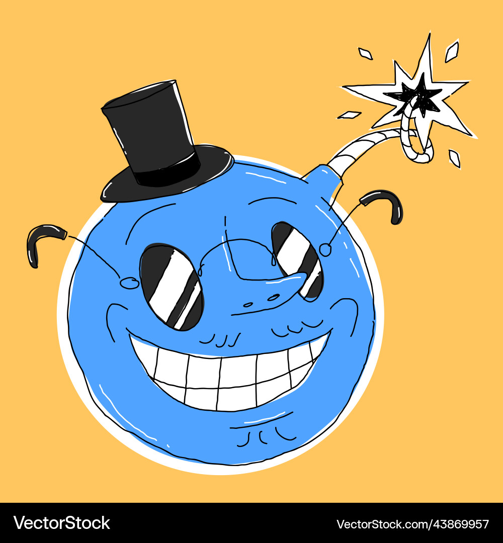 Cartoon Exploding Bomb with Face vector image