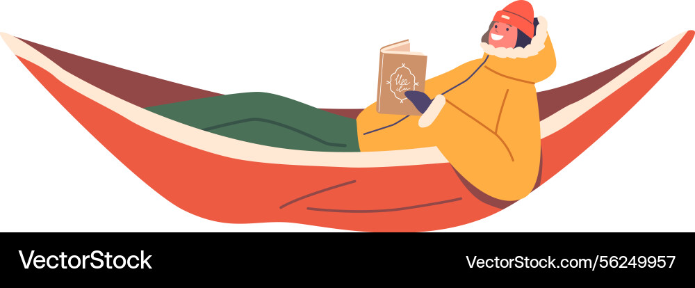 Climber reading rest in hammock Vector Image